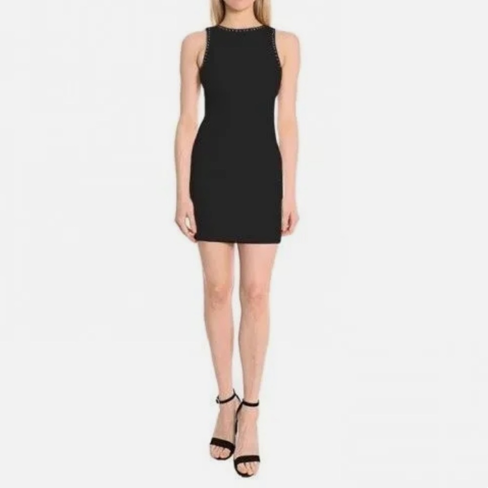 LIKELY black Manhattan silver studded sleeveless mini cocktail dress Size 8